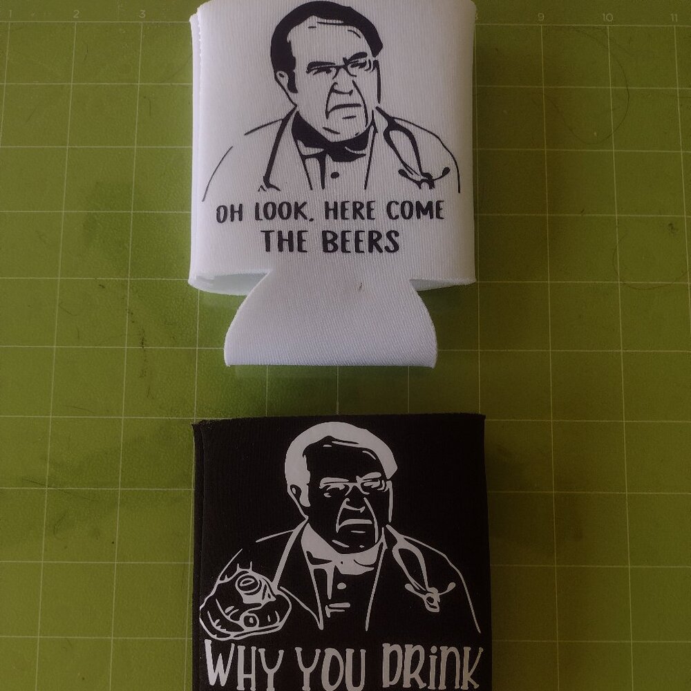 2 Custom made Dr. Now Novelty drink koozies